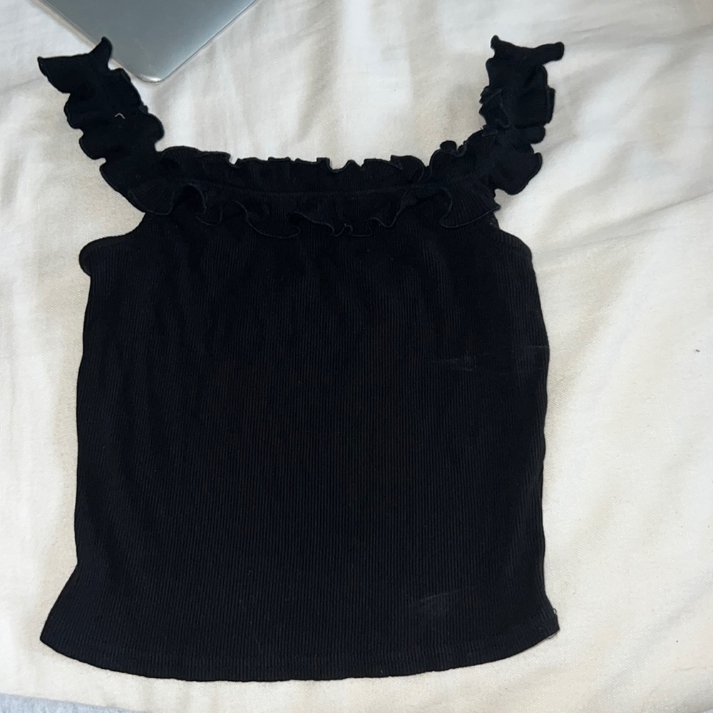 Black, ruffle top